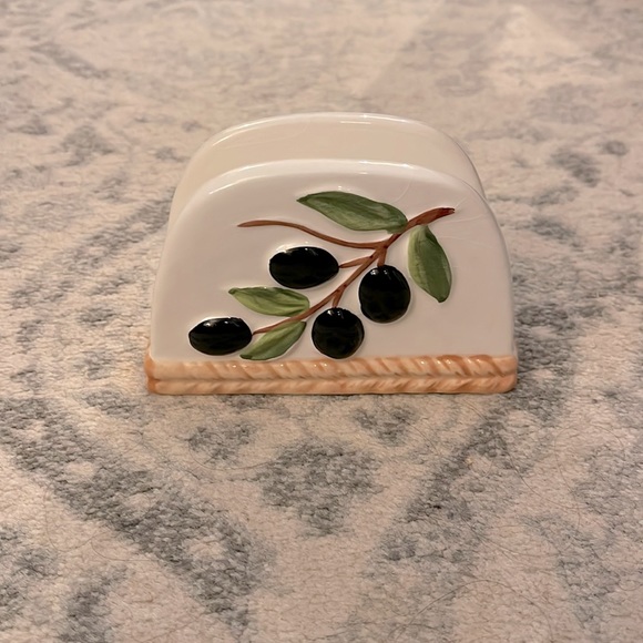 Ceramic olive basket weave napkin holder - Picture 1 of 7